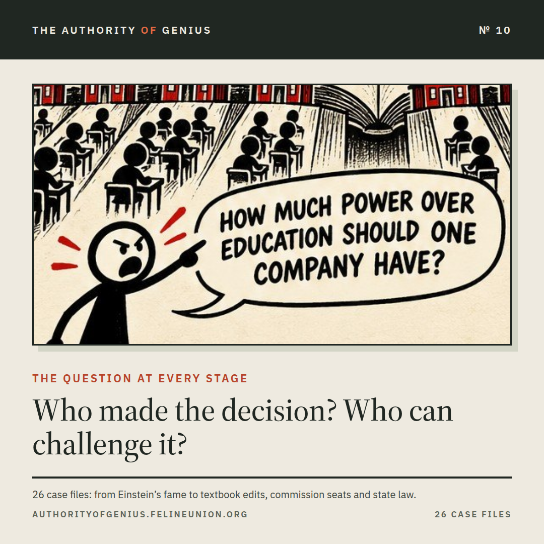 A student points up and asks: how much power over education should one company have?
